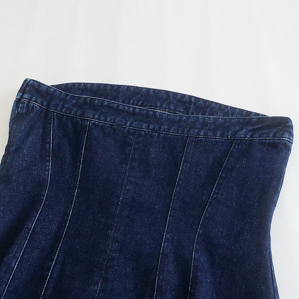 Bobbie Strapless Denim Dress | Cool and Unique-Light Blue-XS-State of Style