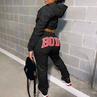 Body Suit | Women's Sweatshirt & Joggers Set-Black-S-State of Style