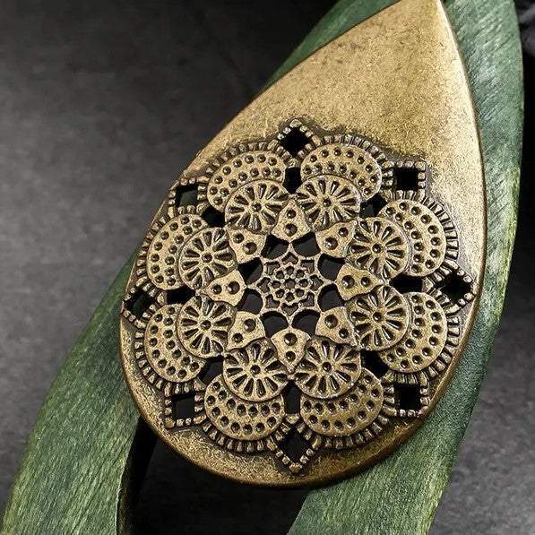 Bohemian Oval Wood Necklace | Natural Charm | Eco-Friendly-Green-State of Style