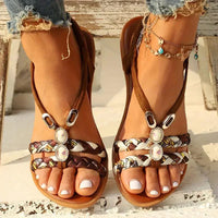 Boho-Beaded Slip-On Summer Sandals - Amira-Brown-3-State of Style