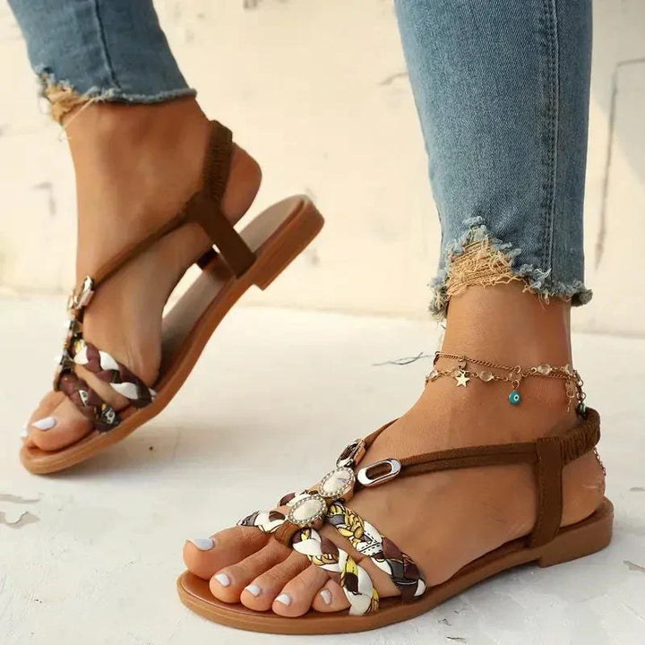 Boho-Beaded Slip-On Summer Sandals - Amira-Red-3-State of Style