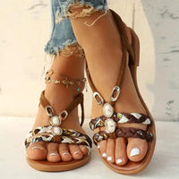 Boho-Beaded Slip-On Summer Sandals - Amira-Red-3-State of Style