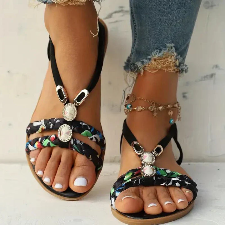 Boho-Beaded Slip-On Summer Sandals - Amira-Red-3-State of Style