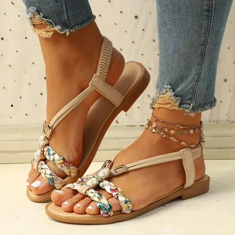Boho-Beaded Slip-On Summer Sandals - Amira-Red-3-State of Style