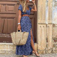 Boho Maxi Dress with Pattern for Women – Thalia-Blue-S-State of Style