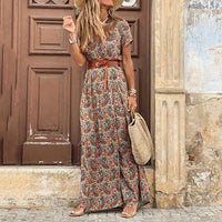 Boho Maxi Dress with Pattern for Women – Thalia-Brown-S-State of Style