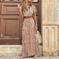 Boho Maxi Dress with Pattern for Women – Thalia-Red-S-State of Style