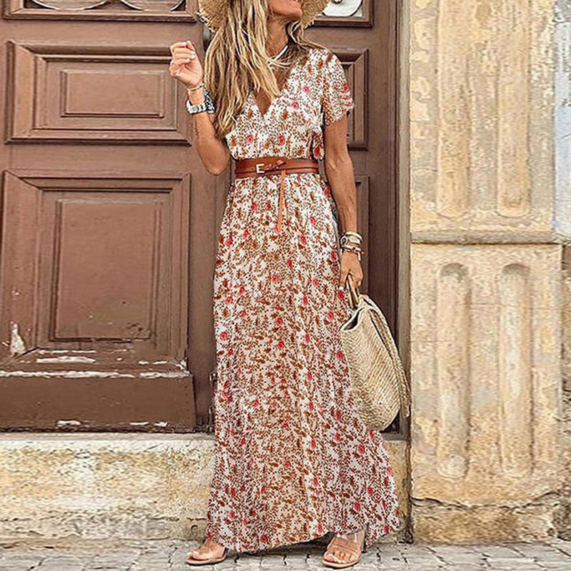 Boho Maxi Dress with Pattern for Women – Thalia-Red-S-State of Style