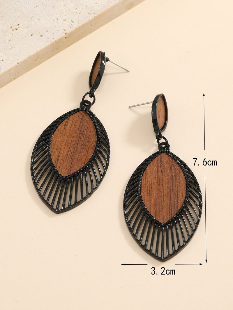 Boho Wood Teardrop Earrings | Trendy and Lightweight Jewellery-Style 1-State of Style