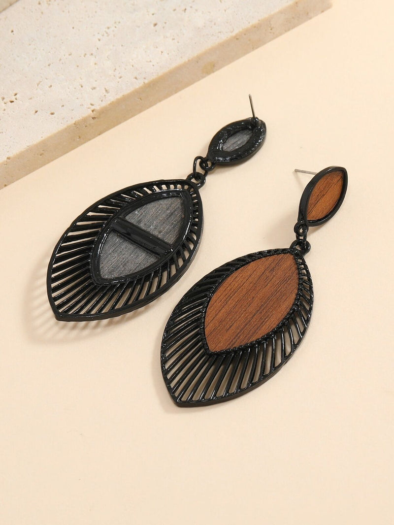Boho Wood Teardrop Earrings | Trendy and Lightweight Jewellery-Style 1-State of Style