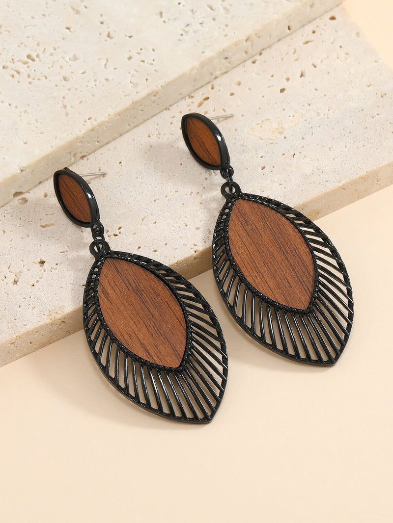 Boho Wood Teardrop Earrings | Trendy and Lightweight Jewellery-Style 1-State of Style
