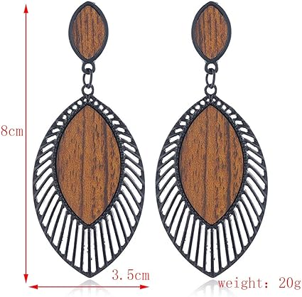 Boho Wood Teardrop Earrings | Trendy and Lightweight Jewellery-Style 1-State of Style
