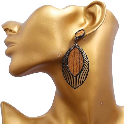 Boho Wood Teardrop Earrings | Trendy and Lightweight Jewellery-Style 1-State of Style