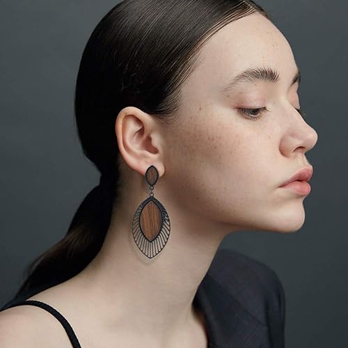 Boho Wood Teardrop Earrings | Trendy and Lightweight Jewellery-Style 1-State of Style