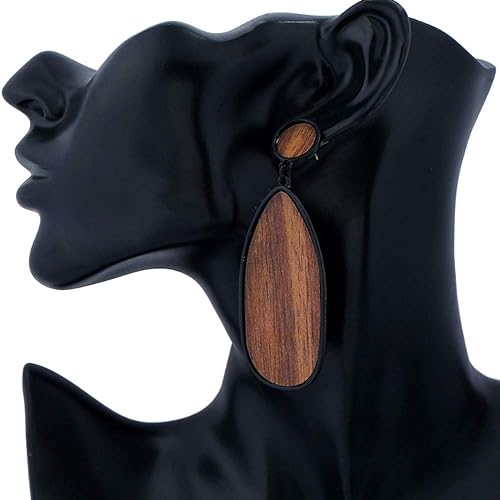 Boho Wood Teardrop Earrings | Trendy and Lightweight Jewellery-Style 1-State of Style