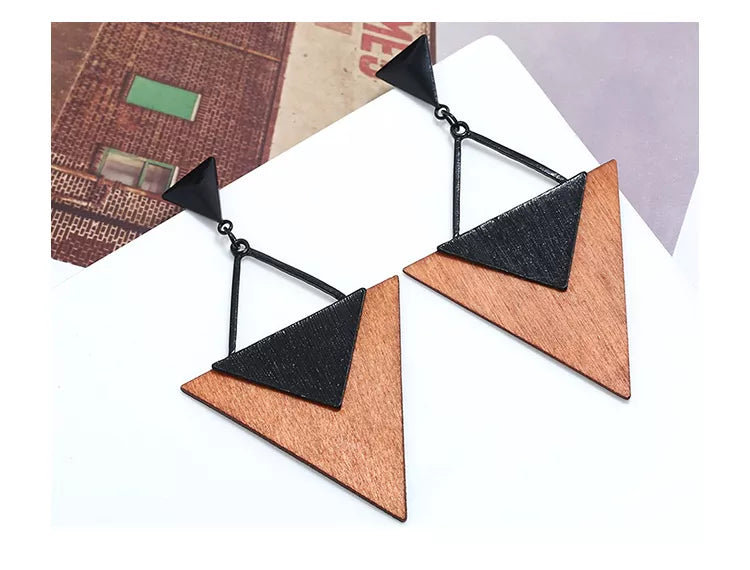 Boho Wood Teardrop Earrings | Trendy and Lightweight Jewellery-Style 1-State of Style