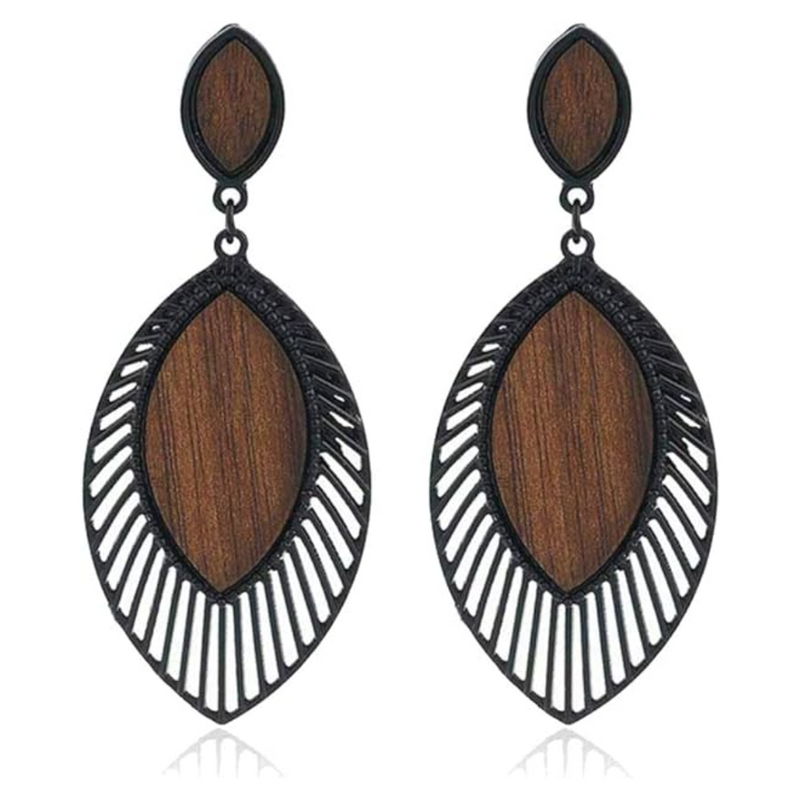 Boho Wood Teardrop Earrings | Trendy and Lightweight Jewellery-Style 1-State of Style