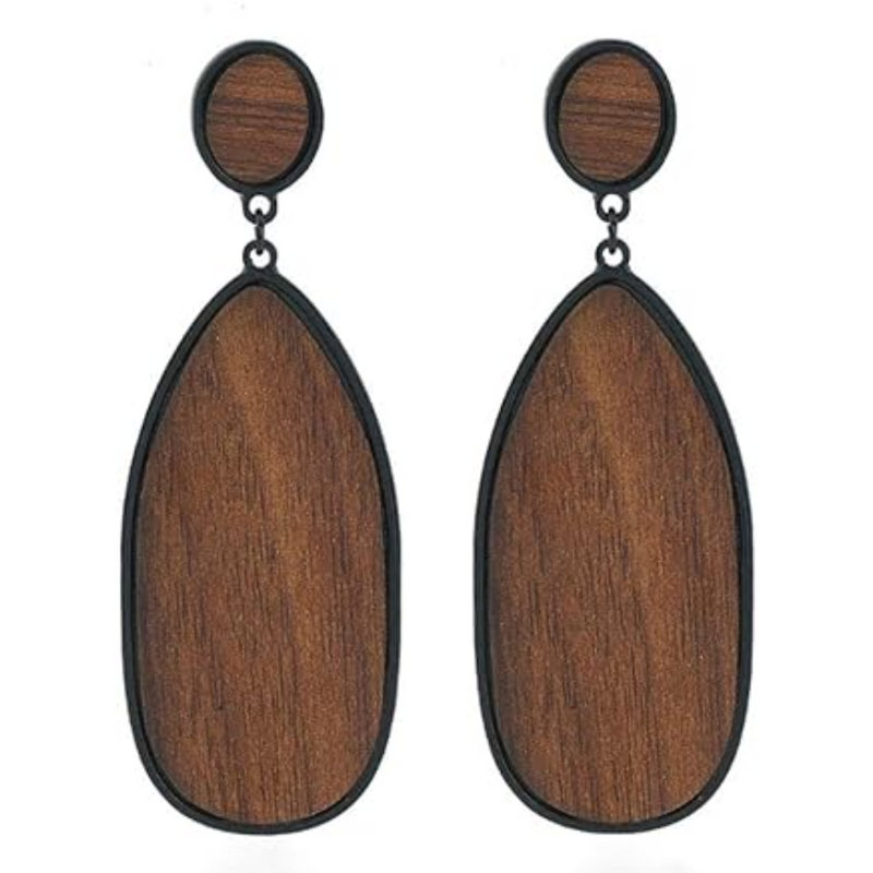 Boho Wood Teardrop Earrings | Trendy and Lightweight Jewellery-Style 3-State of Style