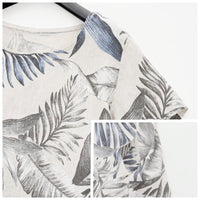 Botanical summer dress with round neck & floral A-line shape – Elvira-White-S-State of Style