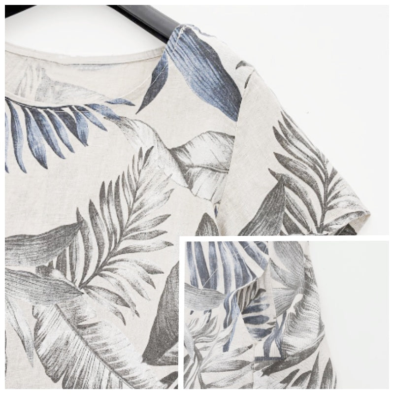 Botanical summer dress with round neck & floral A-line shape – Elvira-White-S-State of Style