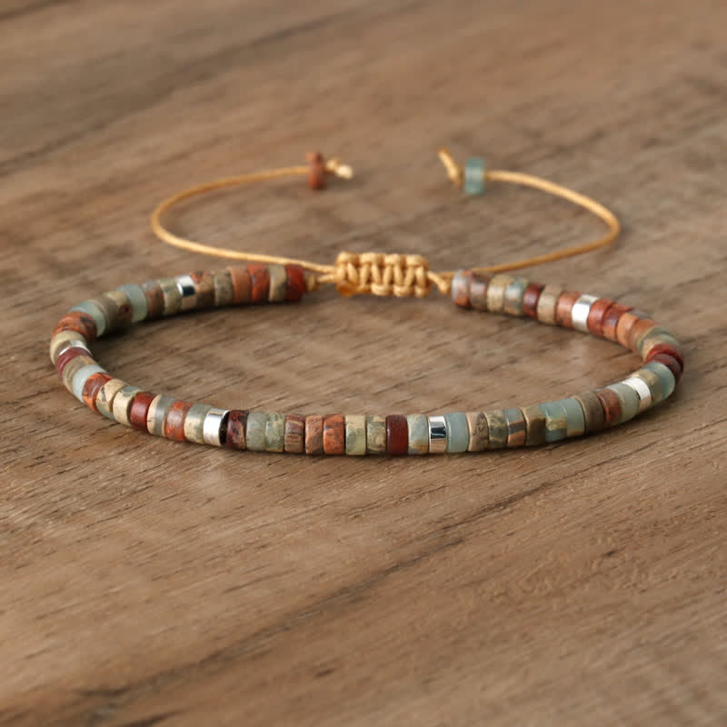 Braided Bracelet with 2.4mm Natural Stone Rollers - Seraphina-Agalmatolite-State of Style