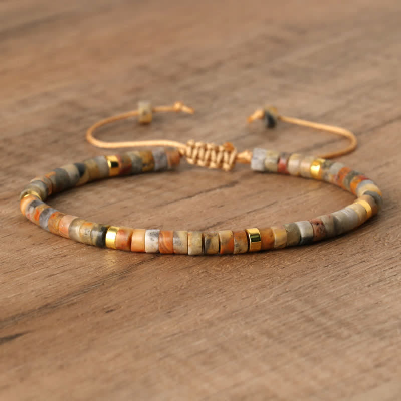 Braided Bracelet with 2.4mm Natural Stone Rollers - Seraphina-Agate-State of Style