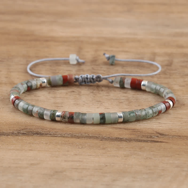 Braided Bracelet with 2.4mm Natural Stone Rollers - Seraphina-Bloodstone-State of Style