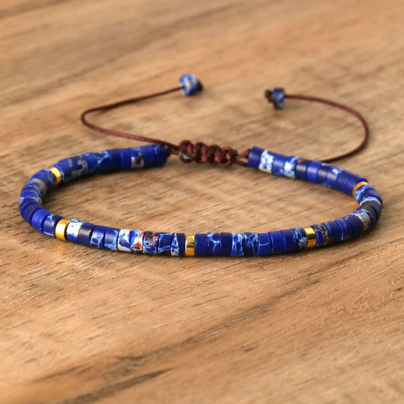 Braided Bracelet with 2.4mm Natural Stone Rollers - Seraphina-Blue Kaiserstone-State of Style