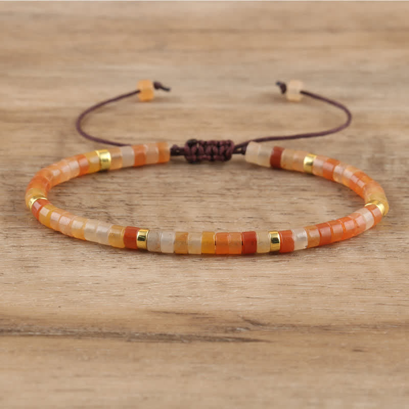 Braided Bracelet with 2.4mm Natural Stone Rollers - Seraphina-Red Aventurine-State of Style