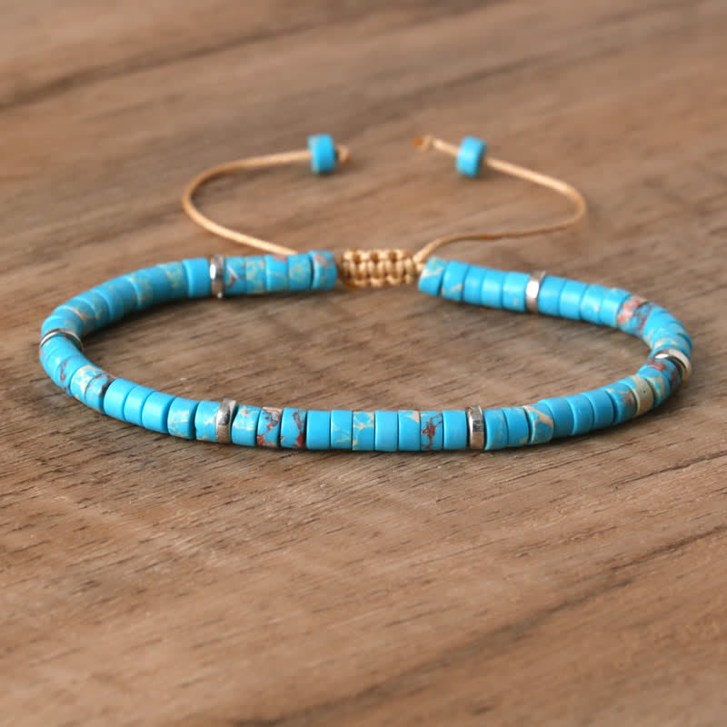 Braided Bracelet with 2.4mm Natural Stone Rollers - Seraphina-Sea Blue Kaiserstone-State of Style