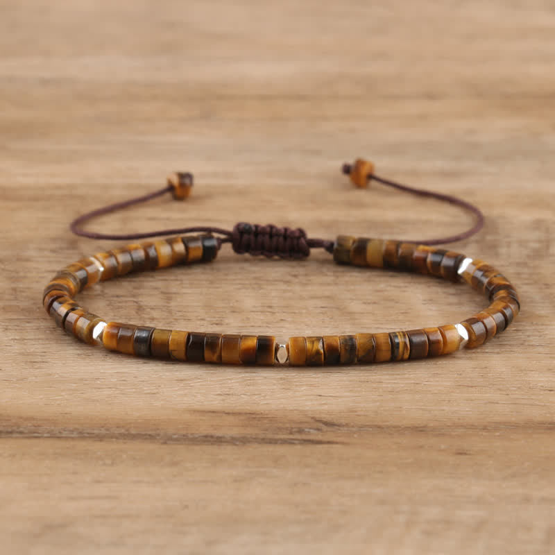 Braided Bracelet with 2.4mm Natural Stone Rollers - Seraphina-Tiger’s Eye-State of Style
