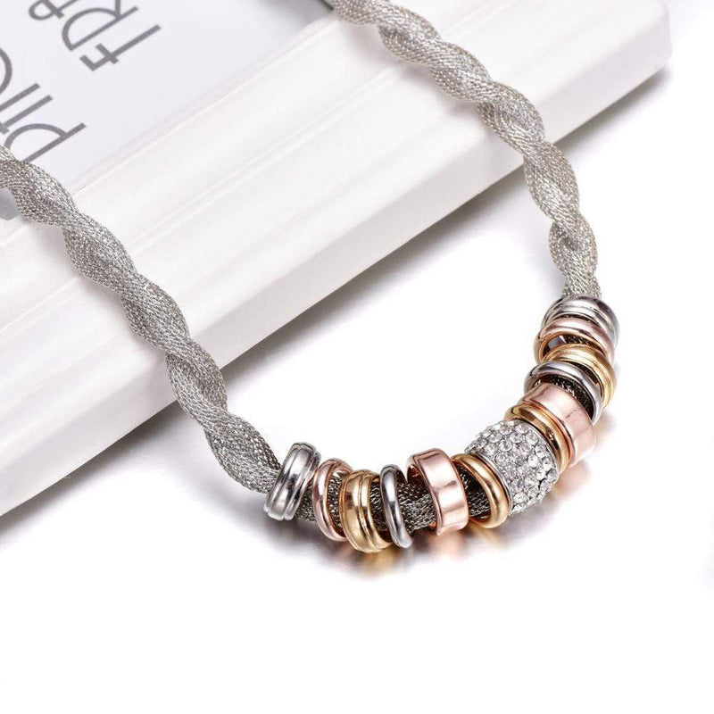Braided Fashion Necklace - Lynora-Silver-State of Style