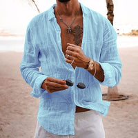 Breathable and lightweight men's summer shirt made of cotton – Francesco-Light blue-S-State of Style