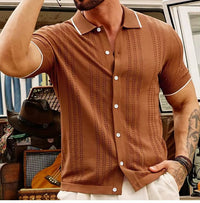 Breathable & Classic Knit Polo Shirt Made of Cotton for Men - Leano-Brown-S-State of Style