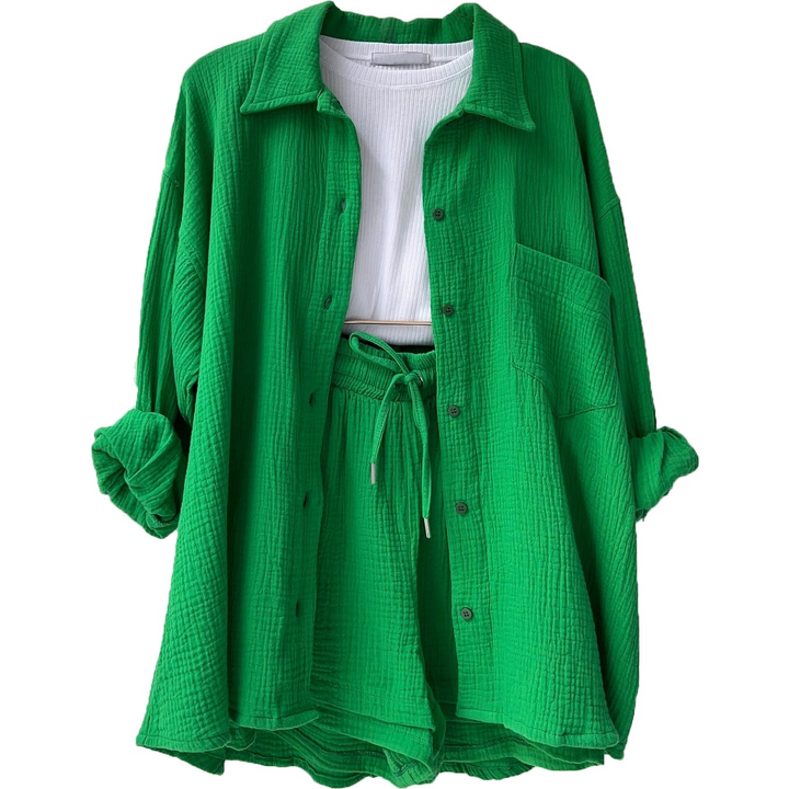 Breathable Cotton Co-Ord Set for Women – Maris-Green-S-State of Style
