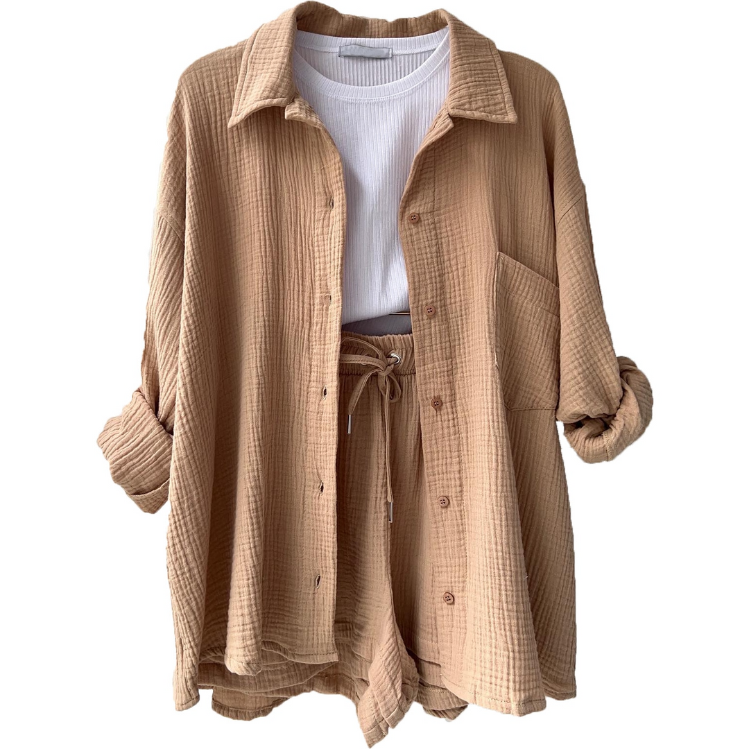 Breathable Cotton Co-Ord Set for Women – Maris-Khaki-S-State of Style