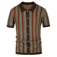 Breathable men's chevron polo shirt with button placket – Julian-Brown-S-State of Style