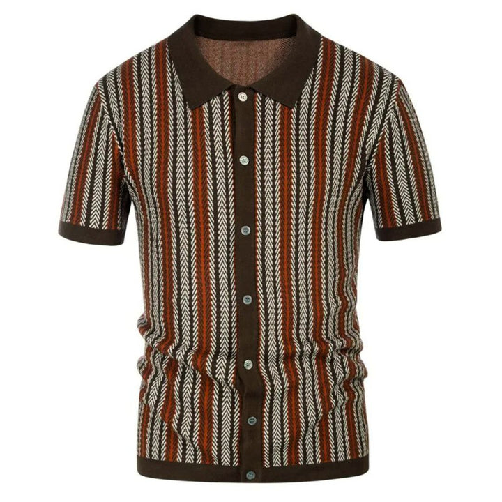 Breathable men's chevron polo shirt with button placket – Julian-Brown-S-State of Style