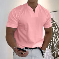 Breathable men's fitness shirt with V-neck – buy 1, get 1 free – Timo-Pink-M-State of Style