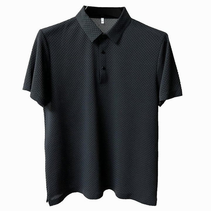 Breathable men's polo shirt with mesh details & slim fit – Milan-Gray-XS-State of Style