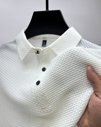 Breathable men's polo shirt with mesh details & slim fit – Milan-White-XS-State of Style