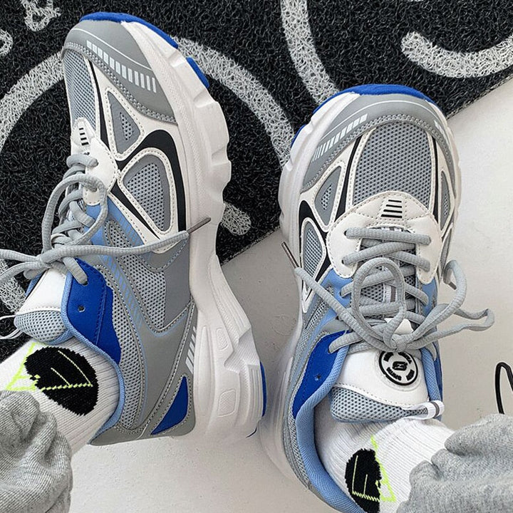 Breathable Sneakers for Sports and Active Lifestyle - Aiden-Grey/Blue-4.5-State of Style