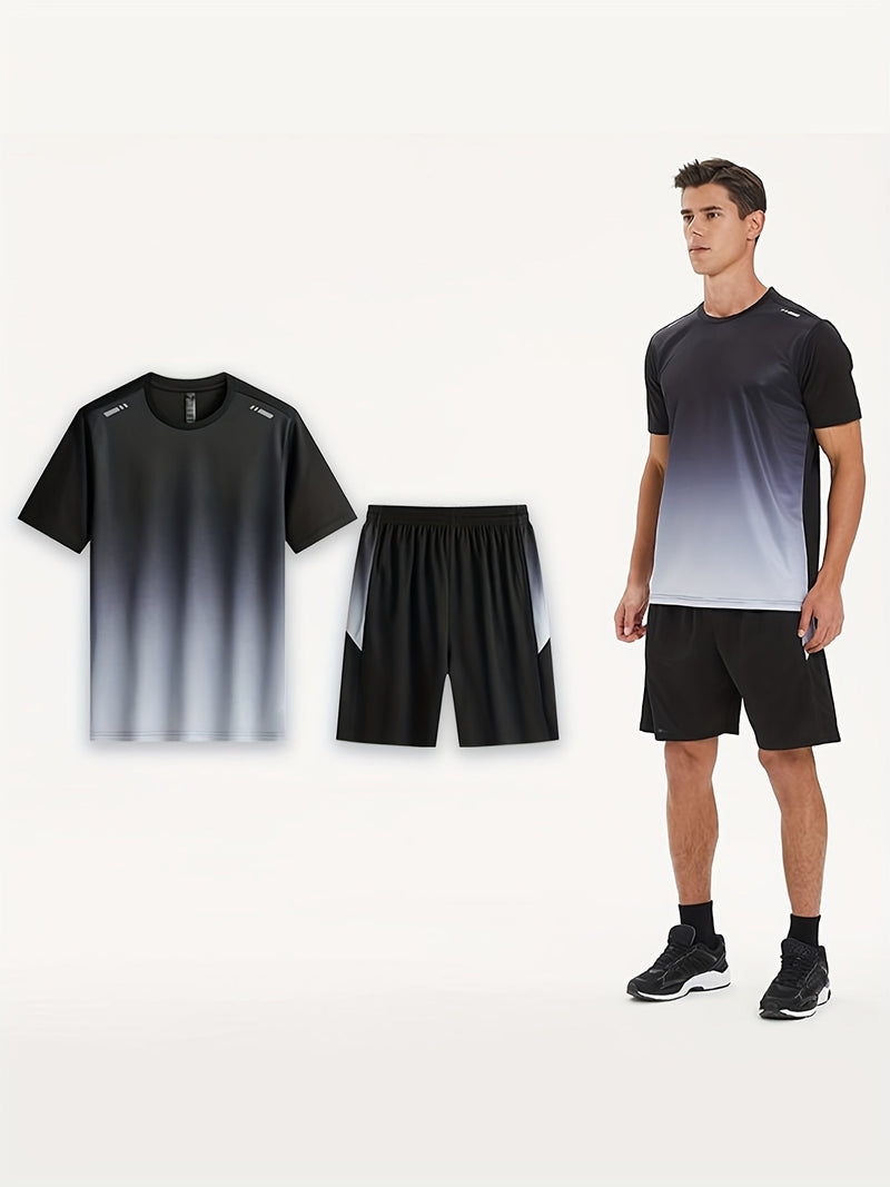 Breathable sports set for men with T-shirt and shorts - PowerMove-Green-S-State of Style