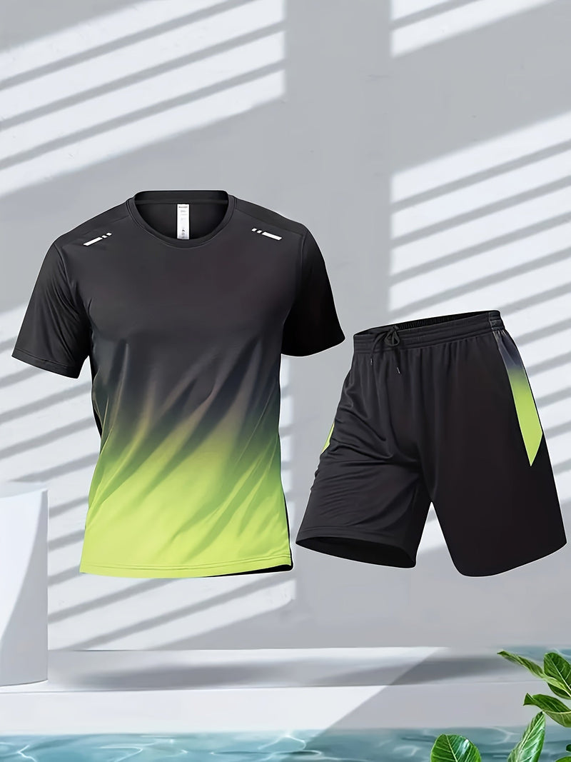 Breathable sports set for men with T-shirt and shorts - PowerMove-Yellow-S-State of Style