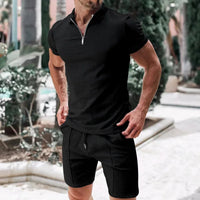 Breathable & Stylish Summer Set with Polo Shirt & Shorts for Men – Nilo-Black-S-State of Style