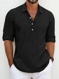 Breathable & Timeless Men's Linen Shirt with Button Placket – Niko-Black-S-State of Style