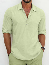 Breathable & Timeless Men's Linen Shirt with Button Placket – Niko-Light green-S-State of Style