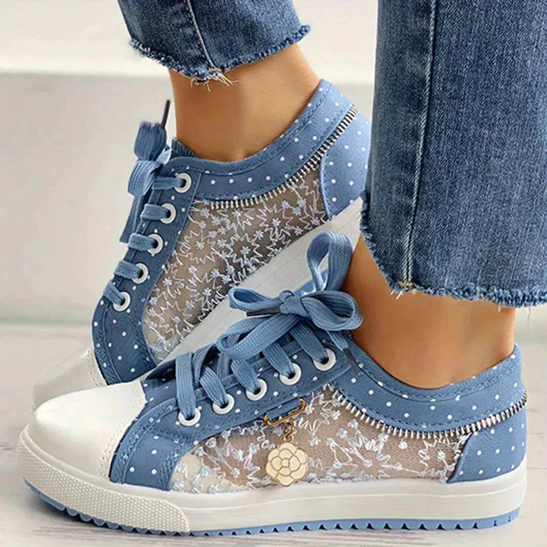 Breathable Women's Canvas Sneakers with Floral Lace – Celina-3-State of Style