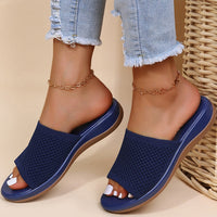 Breathable women's mesh slippers with footbed – Liora-Blue-3.5-State of Style