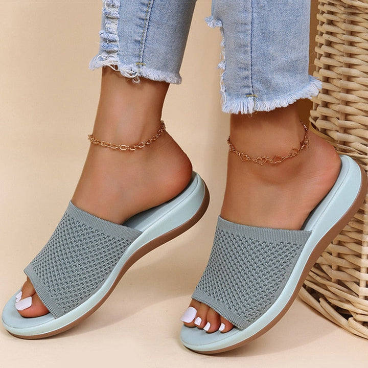Breathable women's mesh slippers with footbed – Liora-Light blue-3.5-State of Style